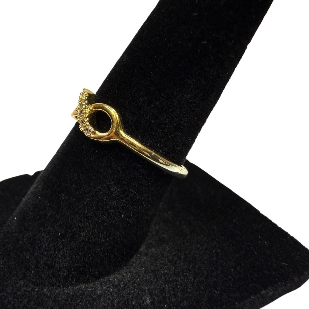 Elegant Infinity Symbol Ring Gold Tone Pave Clear Stones Fashion Jewelry Size 6 - Picture 5 of 6